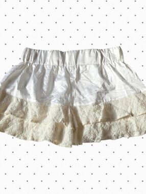 hj Japanese brand white bloomer shorts with cream lace